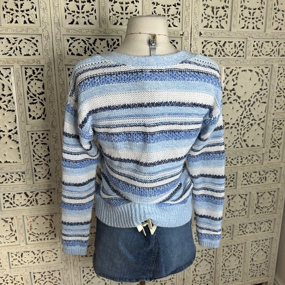 Talbots Blue & White Striped Chunky Button Up Grannycore Cardigan Sz Small - Picture 6 of 8